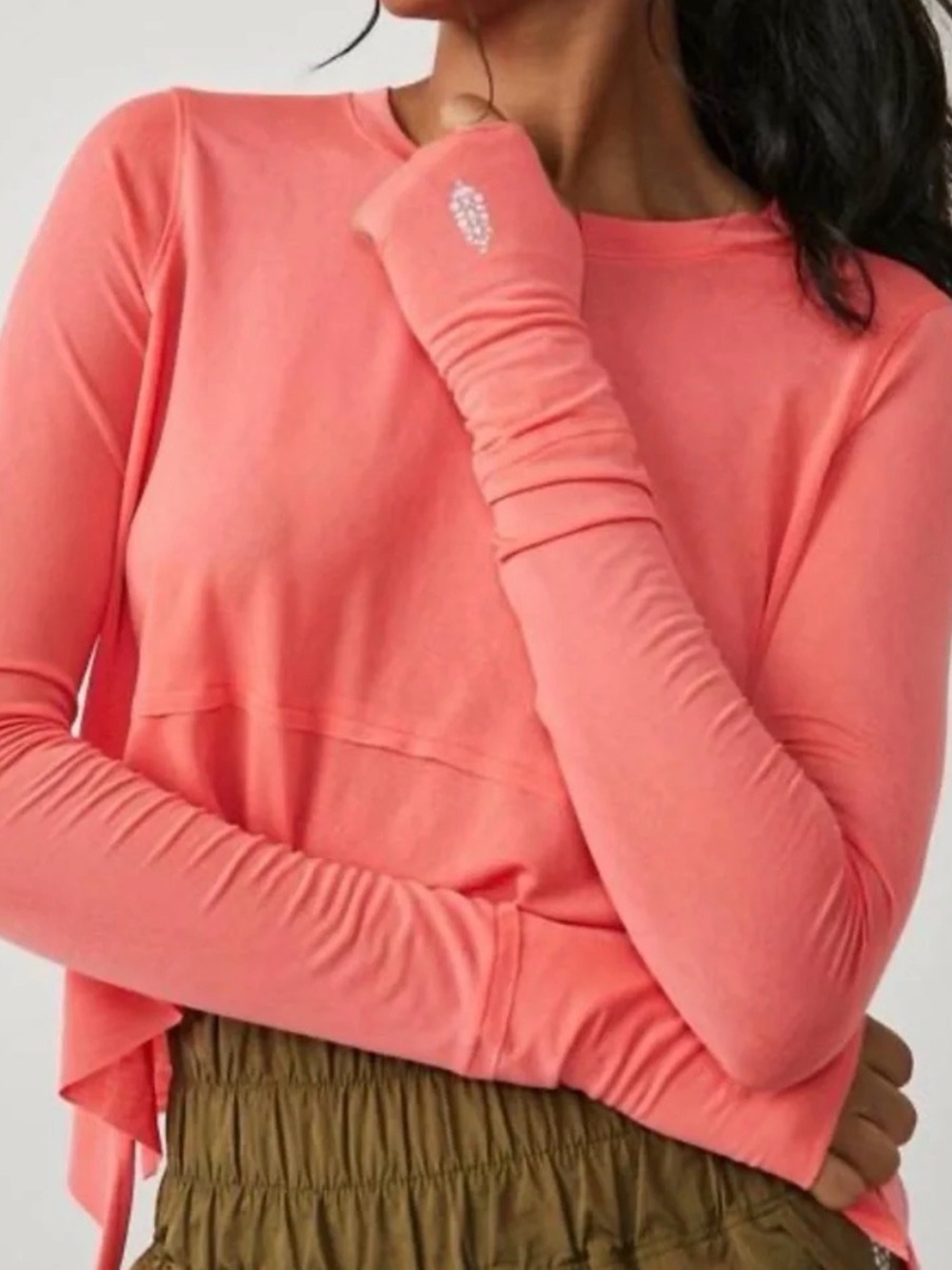 Free People Movement Breezy Tempo Long Sleeve Top Coral Pink XS